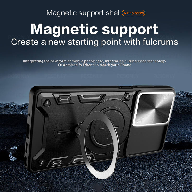 Shockproof Armor Phone Case For Redmi 10 Prime Note 11 Holder Casing Camera Protection Sliding Hard Back Cover New Design