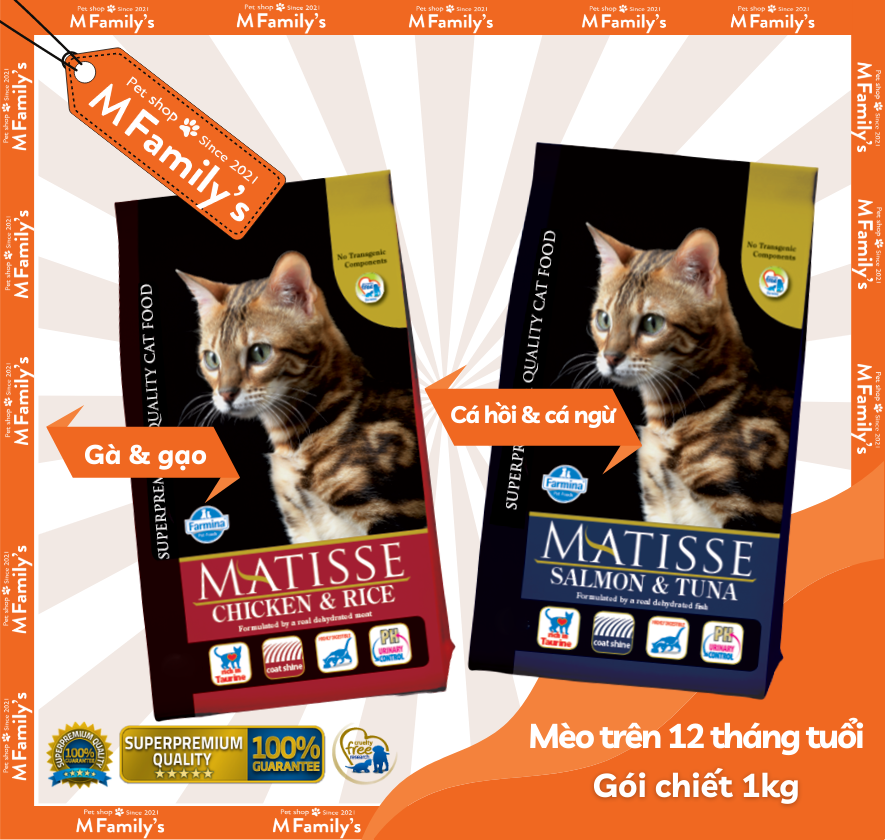 Thức Ăn Hạt Matisse Cho Mèo Trưởng Thành Vị Gà & Cá Ngừ 1Kg Farmina