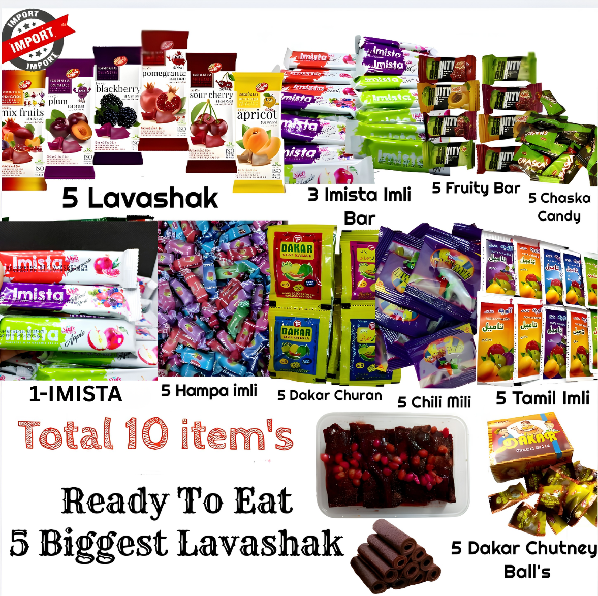 🔥 Summer Chatpata Blast Box – 10 Items Combo | 5 Big Imported Lavashak ...