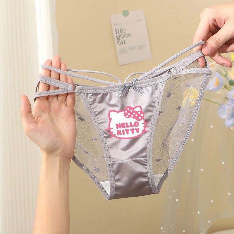Kawaii Hellokts Underwear Girl Anime Kittys Sexy Half Package Hip Panties  Comfortable Breathable Women Cotton Shorts Briefs Gift