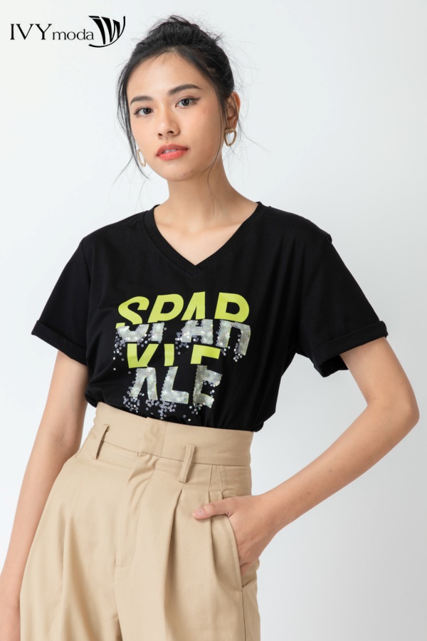 Áo thun cổ V spar kle IVY Moda MS 57M6585