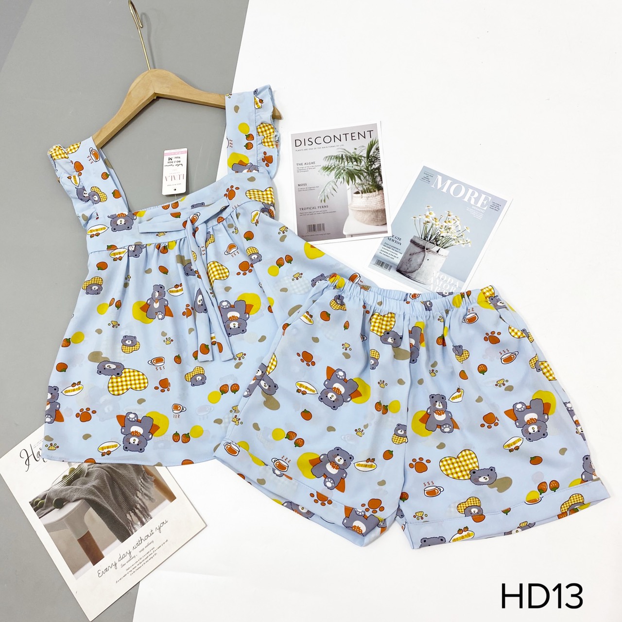 Bộ pizama đùi lụa satin cao cấp có size