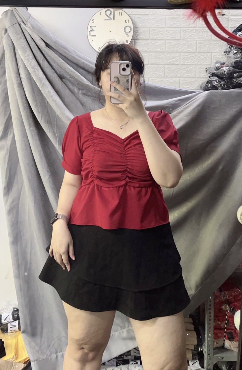 ÁO KIỂU NHÚN THUN CHẤT LỤA NỮ BIGSIZE (ẢNH MẪU CHỤP TẠI SHOP).