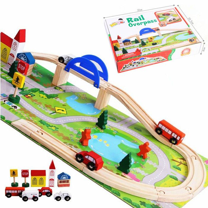 Đồ Chơi Lắp Ráp Đường Ray Xe Lửa Bằng Gỗ Cho Bé