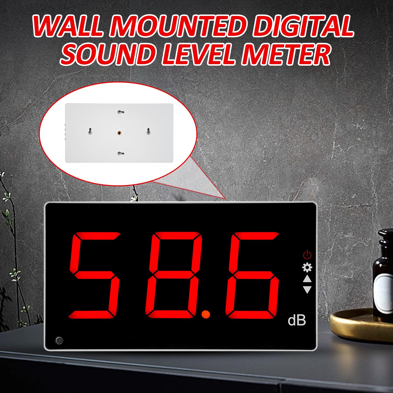 Sound Level Meter with Large LCD Screen Wall Mounted Digital Sound Level Meter Digital Noise Meter Decibel Monitoring Tester Noise Volume Measuring Instrument 30-130dB Measuring Range With Sound Alarm