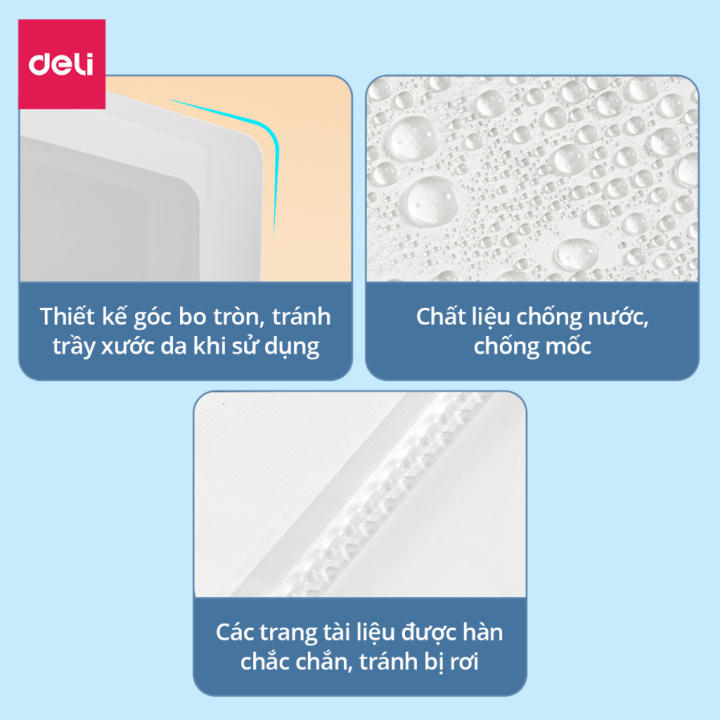 File Tài Liệu File Lá Học Sinh Deli Đa Năng A4 Kẹp Lá Tệp Đựng Tài Liệu Đựng File Siêu Âm 40 60 Trang Màu Pastel - Hình ảnh 7