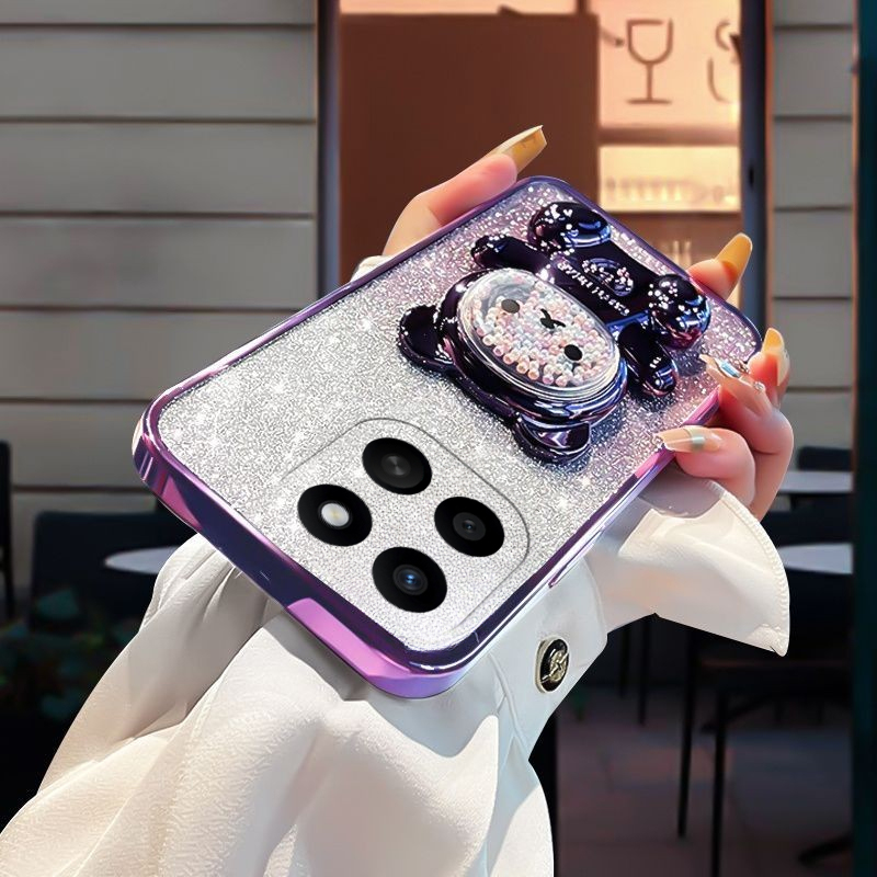 For%20Honor%20X8C%20Case%20with%20Gradient%203D%20Bear%20Folding%20Stand%20Bracket%20Luxury%20Slim%206D%20Plating%20Glitter%20Girls%20for%20Honor%20X8C%204G%20Back%20Cover%20-%20Image%203