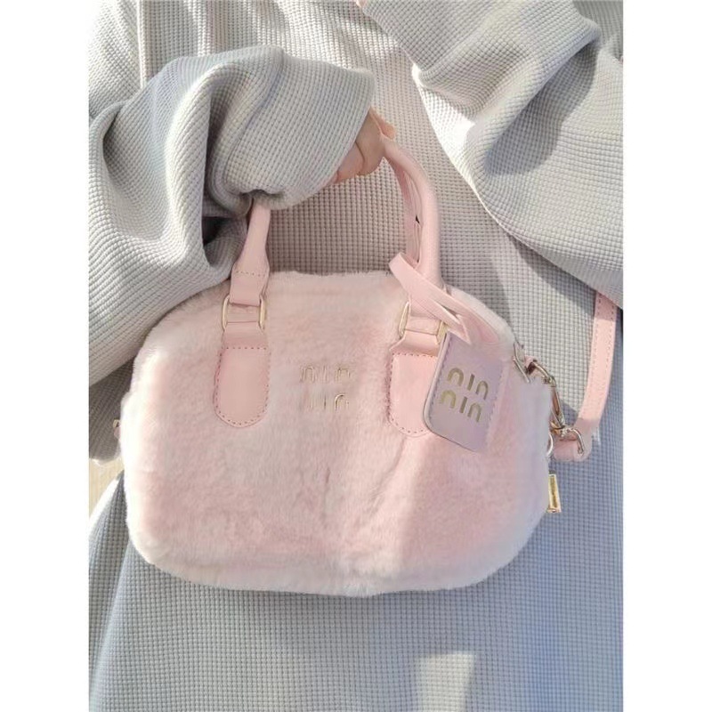 C&K Plush bag girl everything with cute girl tote fur bag commuter shoulder crossbody bag