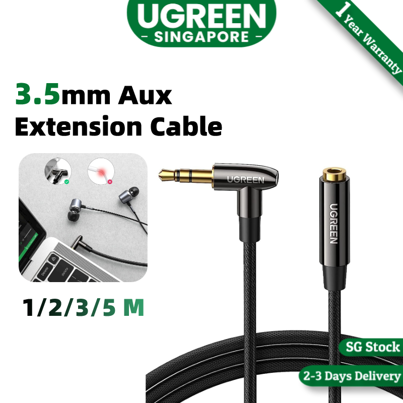 UGREEN 3.5mm Headphone Extension Cable Right Angle Aux Extender Stereo