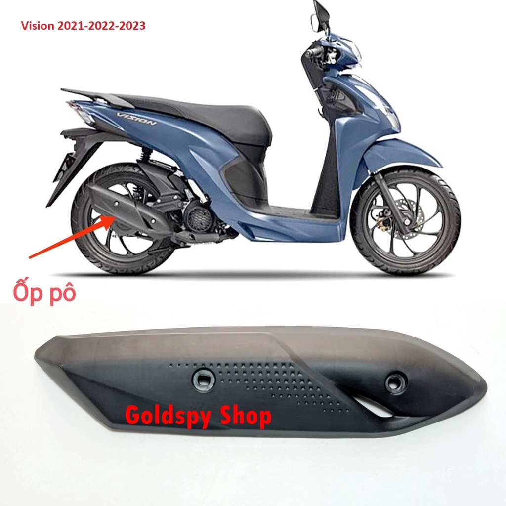 Ốp pô nhựa vision, che pô gắn xe honda vision 2021-2022-2023...