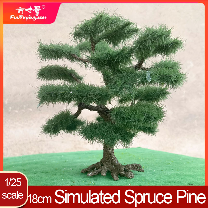 【Clearance Markdowns】18cm Miniature Simulation Spruce Pine Model Tree Real Texture Landscape Green Tree Model Train Railway/Railroad Layout. 