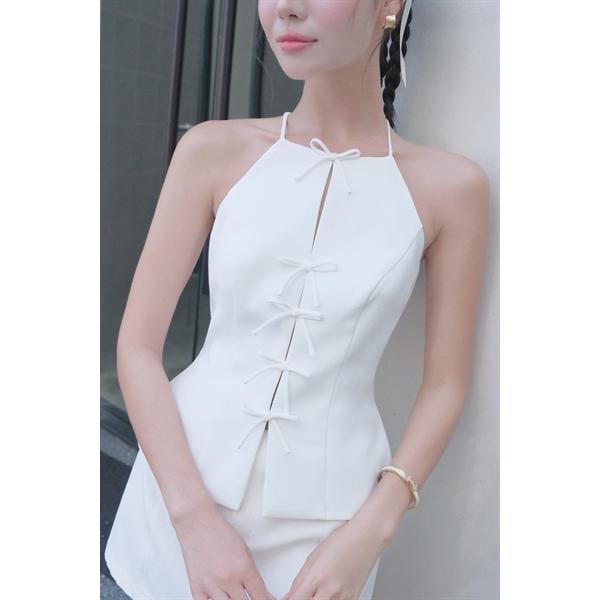Áo dây cổ yếm phối nơ COCOBEBE