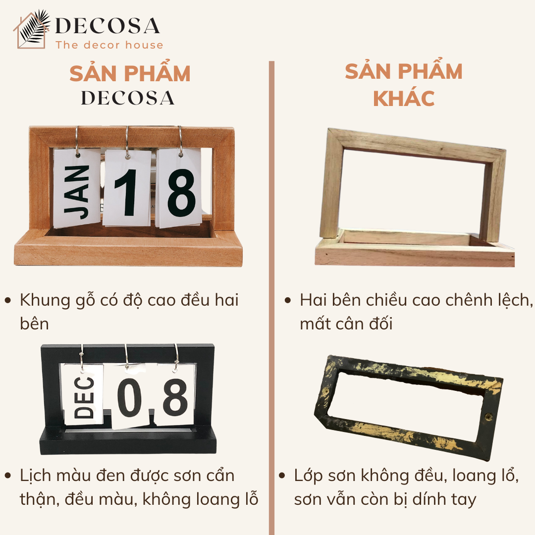 Lịch để bàn lật số 2025 phong cách Vintage DECOSA