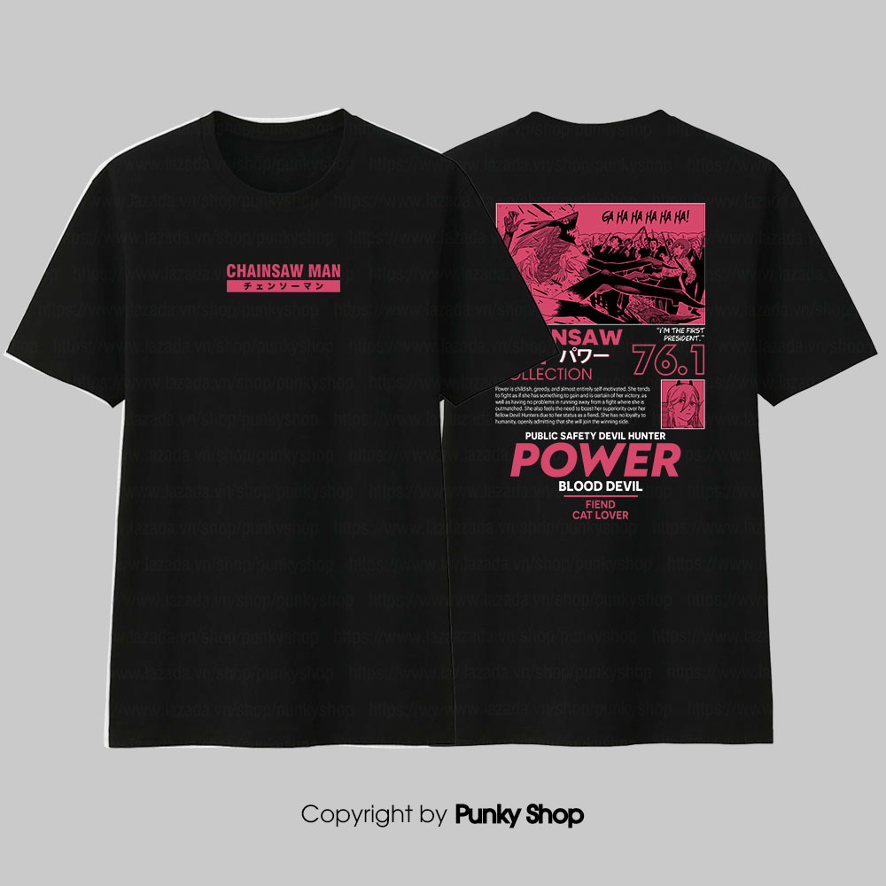 Áo thun Chainsaw Man Power Digital Art (Black) ngắn tay