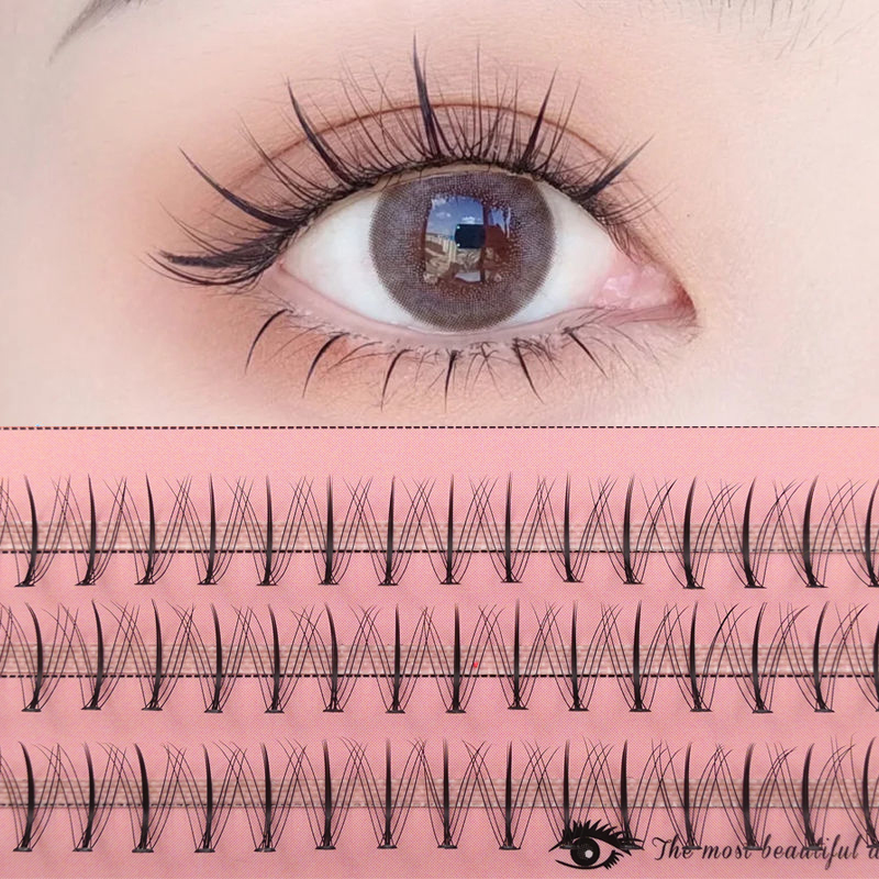 Jiheti High Quality  60 tufts of sandwich eyelashes, grafted eyelashes, artificial effect, eyelash extension, comic eyelashes, false eyelashes tool. 