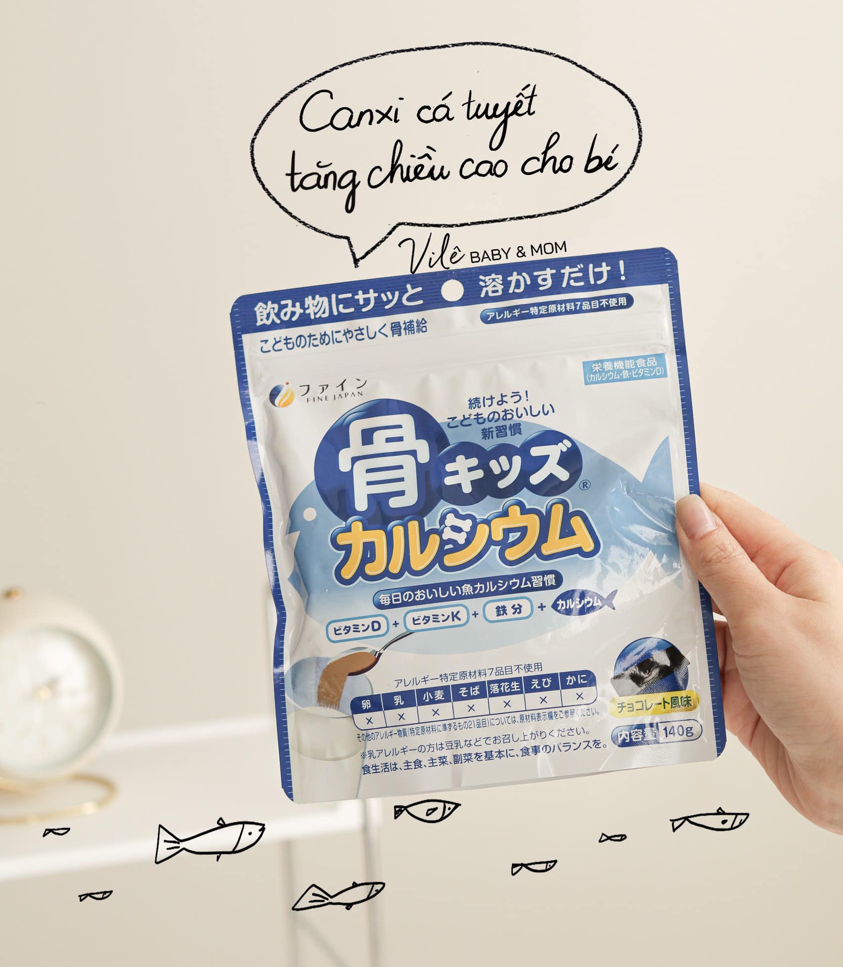 Bột canxi cá tuyết Fine Japan 140g Nhật Bản