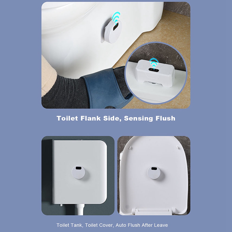 Toilet Flusher Toilet Flushing Sensor Automatic Toilet Flush Button +2 X Transmitter