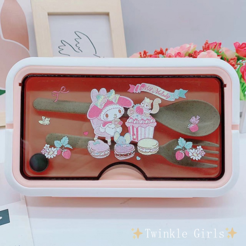 Korea Cute Sanrio Portable Bento Box Separate Microwave Bento Box Bekas 