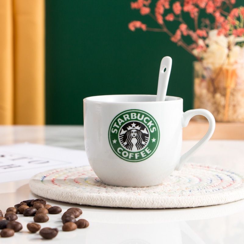 Bộ Cốc Starbucks Bằng Sứ Kèm Thìa Cao Cấp