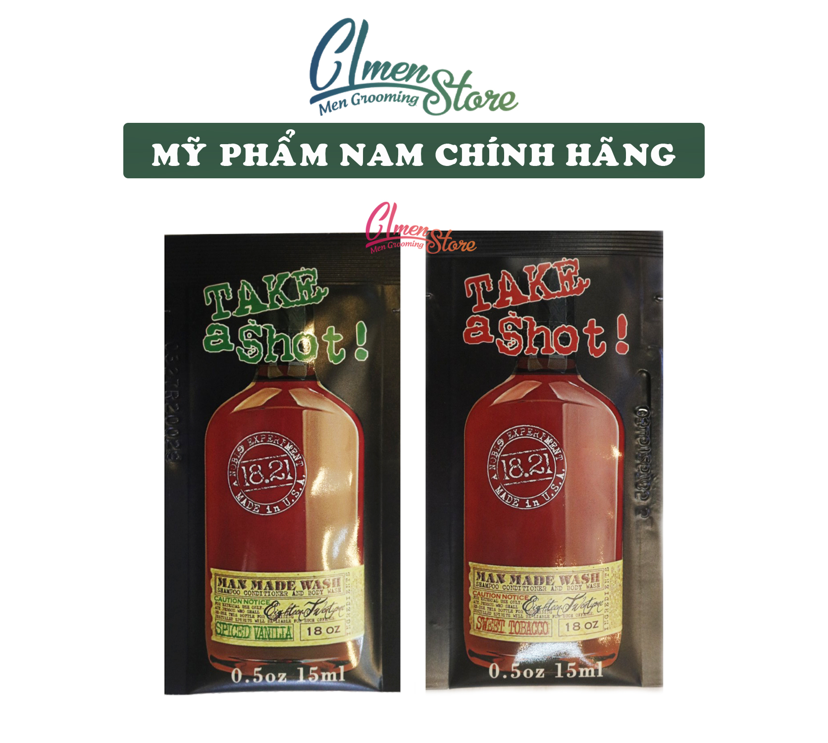 Mẫu thử Dầu gội xả tắm 3 trong 1 - 18.21 Man Made Wash – 15ml | 2 mùi hương