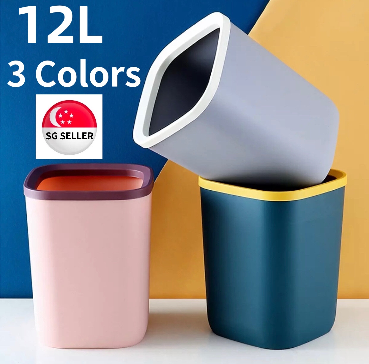 sg ready stock】12l portable plastic trash can home living room