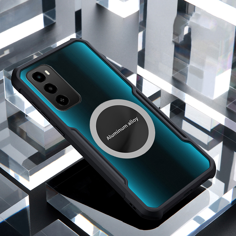 For ITEL City 100 Phone Case Ultra Thin Clear Transparent Car Navigation Matel Radiating Ring Soft Air Cushion Shockproof Armor Cover for itel City 100 Cover Casing HP.