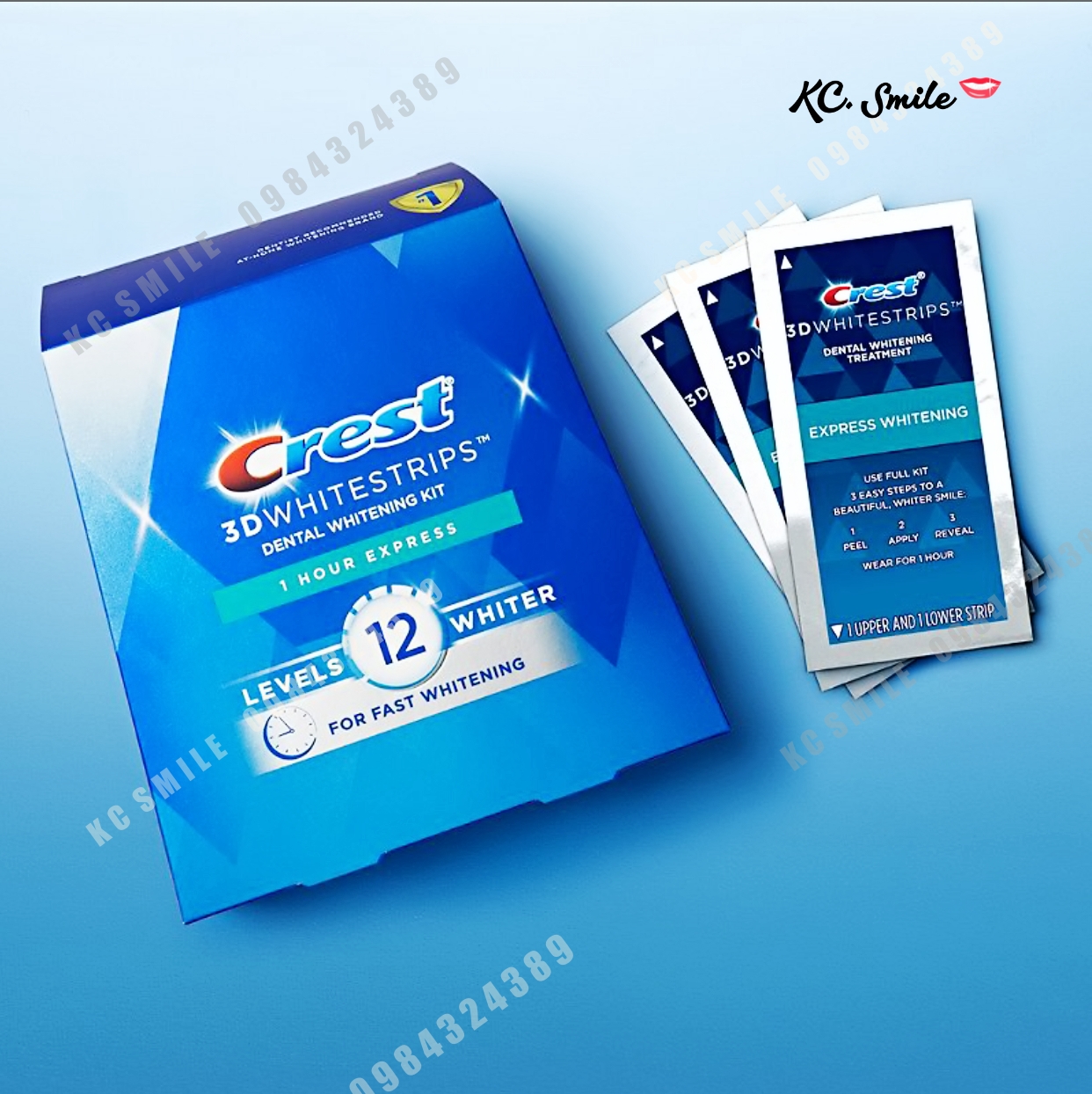 Set 7 Miếng dán trắng răng Crest 3D White 1 Hour Express - Làm trắng răng cấp tốc 1 giờ