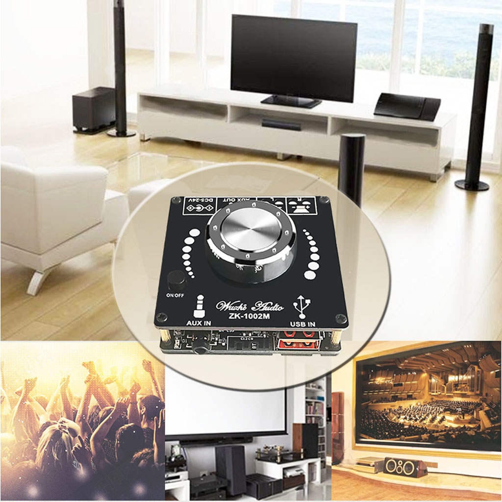 ZK-1002 Adjustable HIFI 5.0 Bluetooth-compatible Digital Power Amplifier Module Electronics with Treble & Bass Control