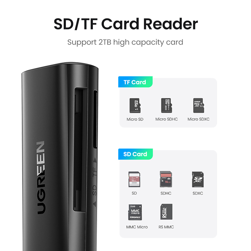 UGREEN Card Reader USB 3.0 2.0 to SD Micro SD TF Memory Card Adapter for laptop Accessories Multi Smart Cardreader Card Reader Model:60722