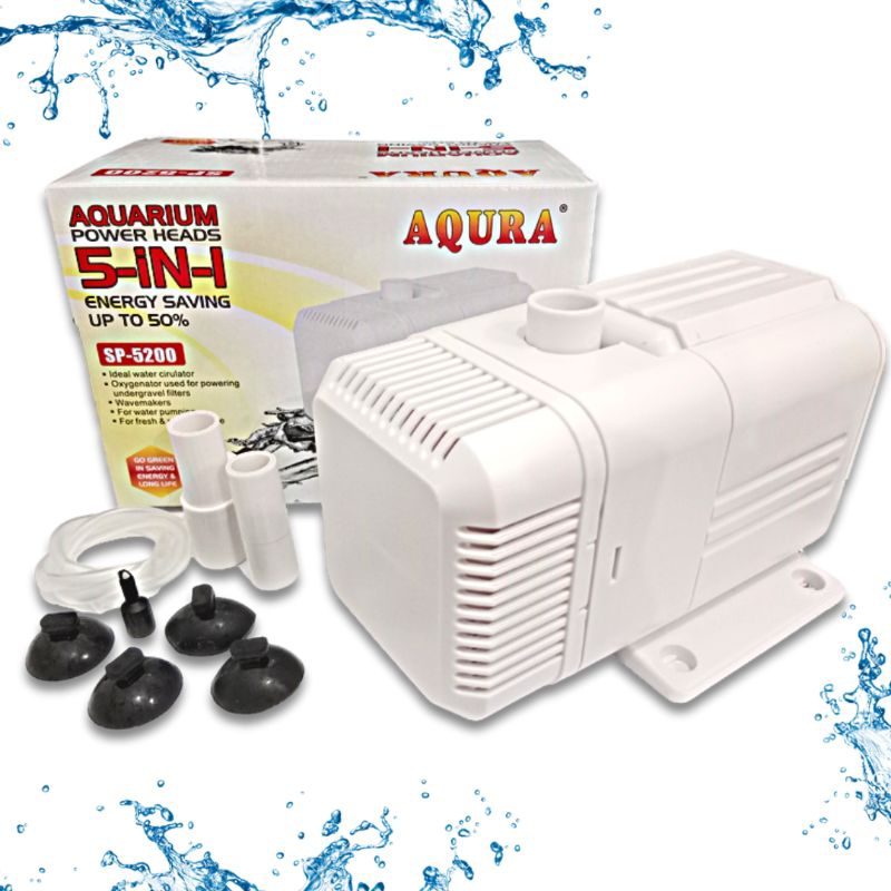 Pompa Kolam Hidroponik AQURA 5IN1 SP 5200