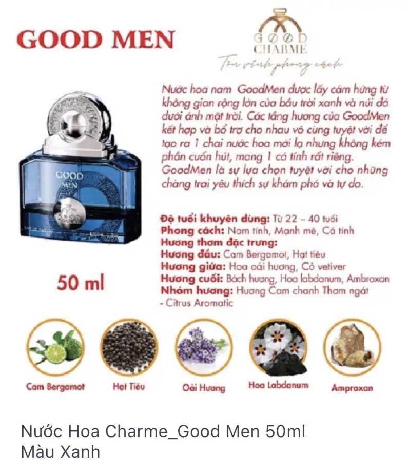Nước Hoa Charme_Good Men 50ml Màu Xanh