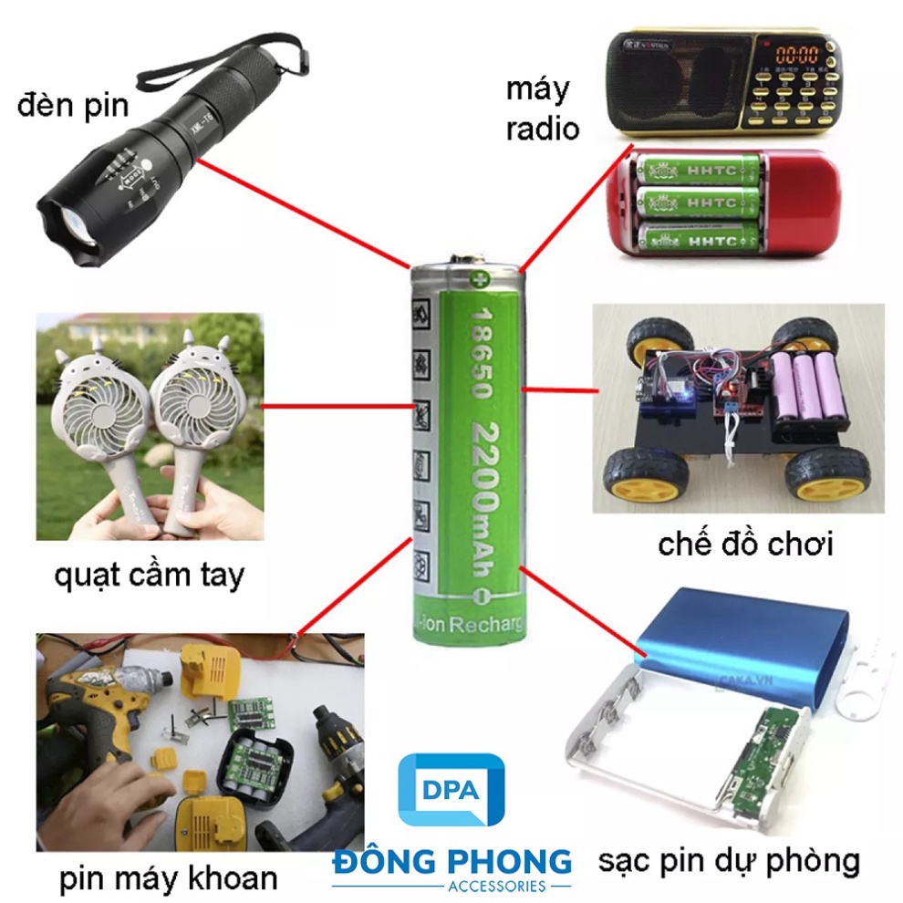 Pin Sạc 18650 4.2V 2200mAh Lithium-ion HHTC