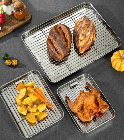 Khay nướng inox kèm vỉ hấp dùng để nướng bánh tiện dụng