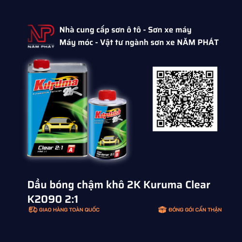 Dầu bóng chậm khô 2K Kuruma Clear 2-1 1 lít