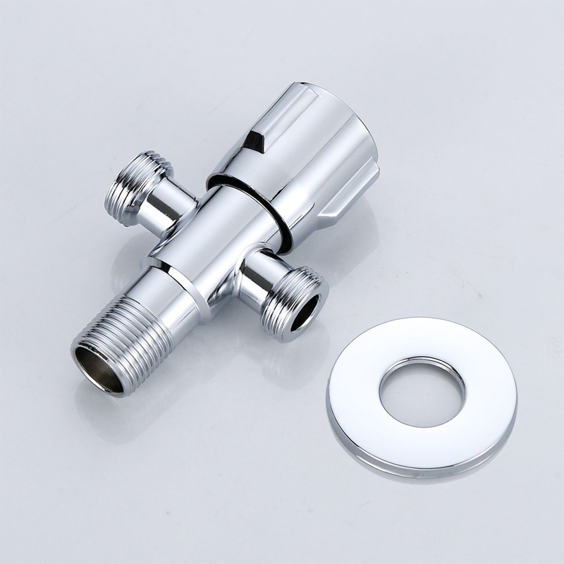 [E hot 60] Factory direct sales 201 Stainless Steel Triangle Valve Electroplating Thickened Angle Valve Bathroom Angle Valve Water Heater 4 Divided into Triangle Valve