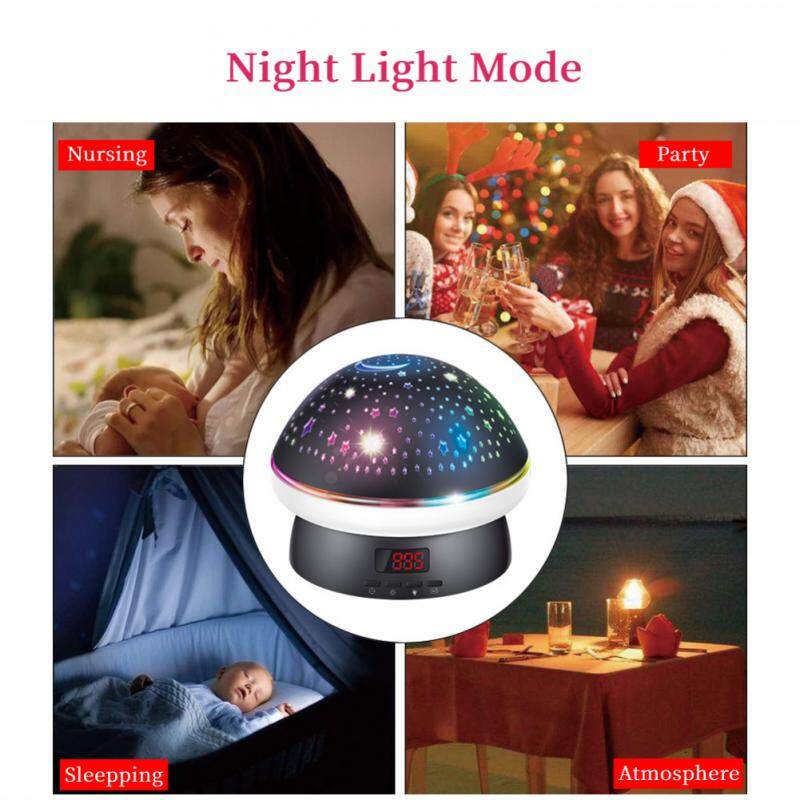 ใหม่ Galaxy โปรเจคเตอร์ Starry Sky หมุน LED เห็ด Night Light Planetarium ห้องนอนเด็ก Star Night Lights Moon Light Lamp