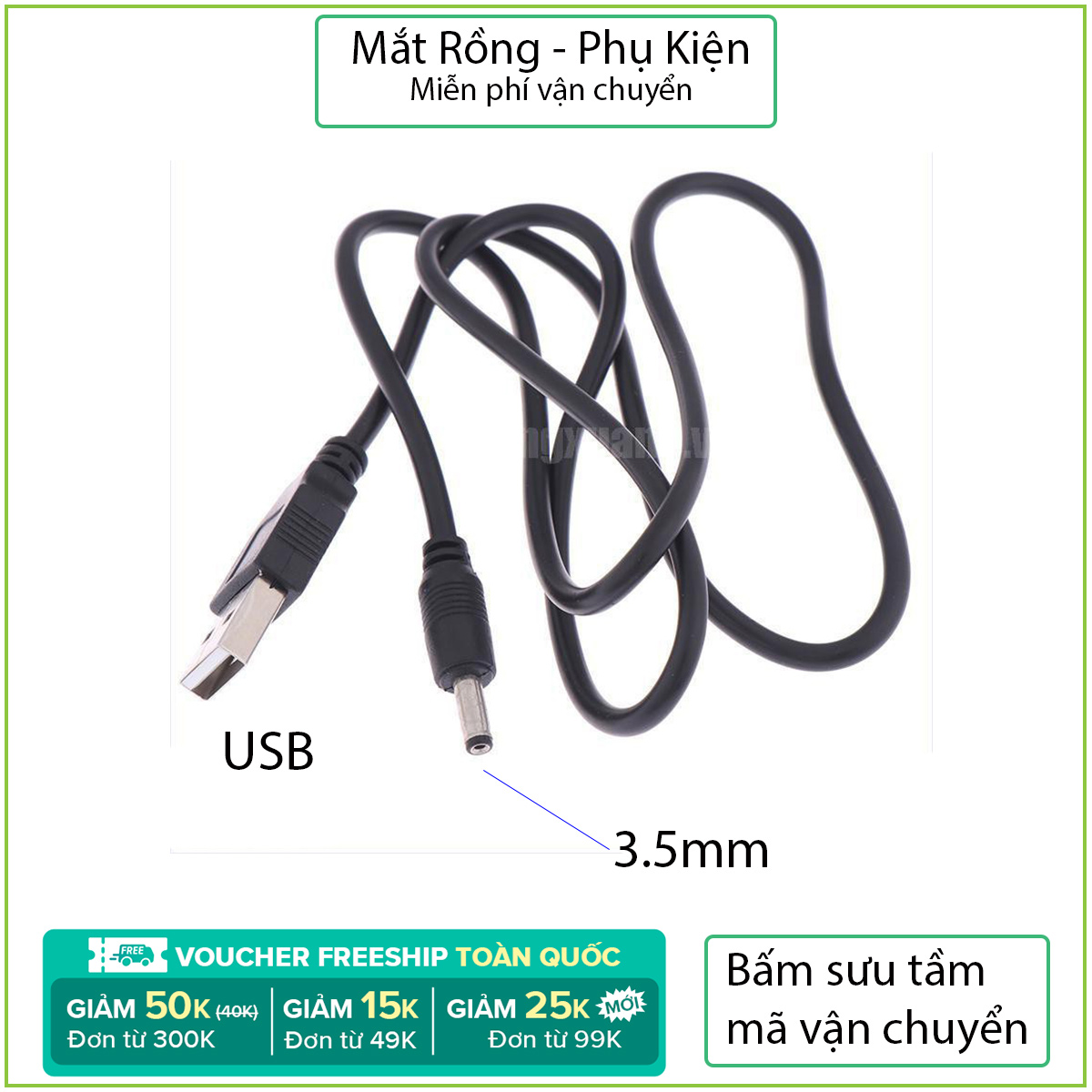 Cáp usb ra cổng tròn 3.5mm