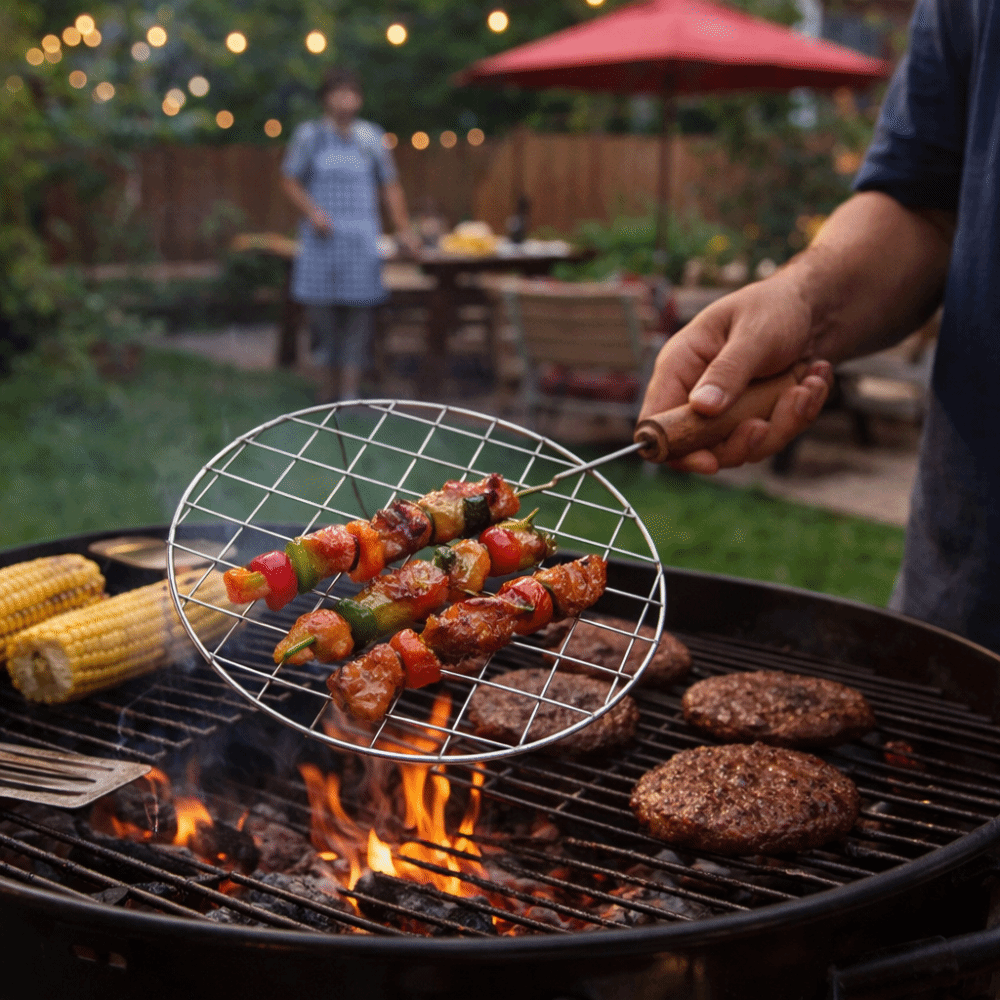 Fish Roaster Rack Roasting Rack Stainless Steel BBQ Grill Net Round Non-Stick Wire ...
