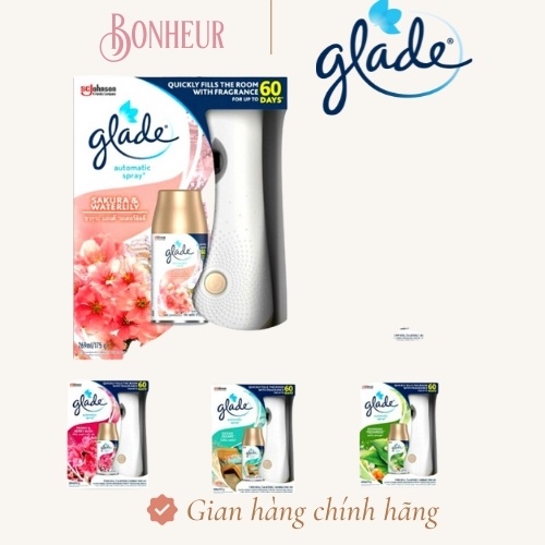 [GDN] Máy Xịt Phòng Tự Động GLADE 3in1 mẫu mới 2021 (Hương Sakura & Water Lily)