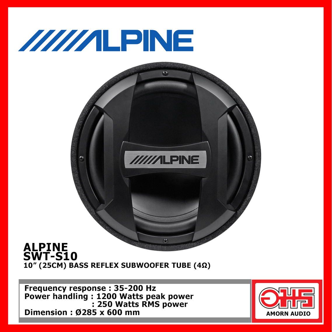 ALPINE SWT-S10 (PRE ORDER) 10” (25CM) BASS REFLEX SUBWOOFER TUBE