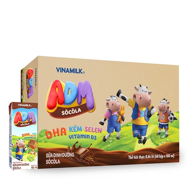 Thùng 48 hộp sữa dinh dưỡng vinamilk adm gold sôcôla 180ml