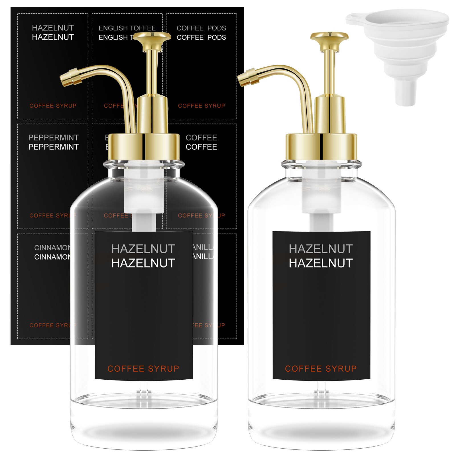 New Product 2Pcs Coffee Syrup Dispenser Set 500Ml Reusable Glass Bottle Dispenser Clear Coffee Syrup Bottle BPA-Free Coffee Pump Dispenser