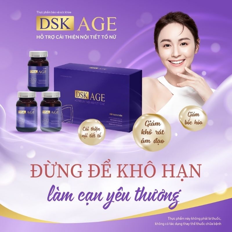 Viên uống nội tiết tố nữ DSK AGE giúp cân bằng nội tiết tố, giúp giảm nám, sạm da, nhăn da giúp da săn chắc