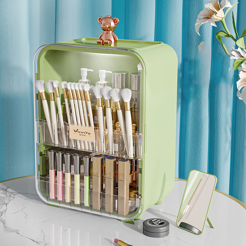 Storage box Large capacity cosmetics storage box, makeup storage LED light, mirror, desktop storage, lipstick and skincare products storage cabinet