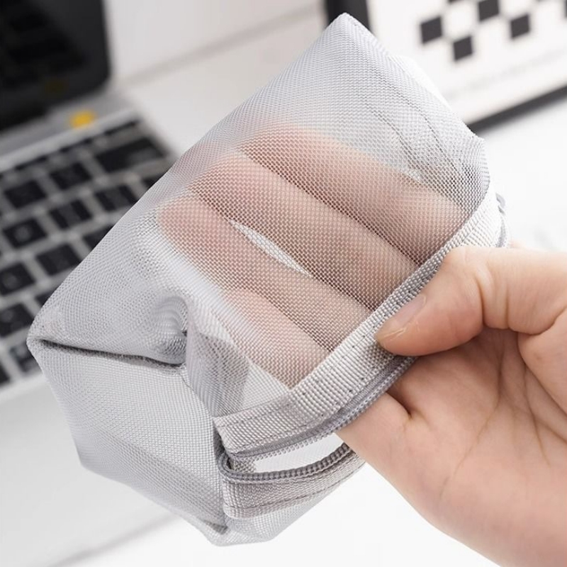 Mesh Storage Bag Portable Cosmetic Bag Key Organizer Bag Mesh Pouch