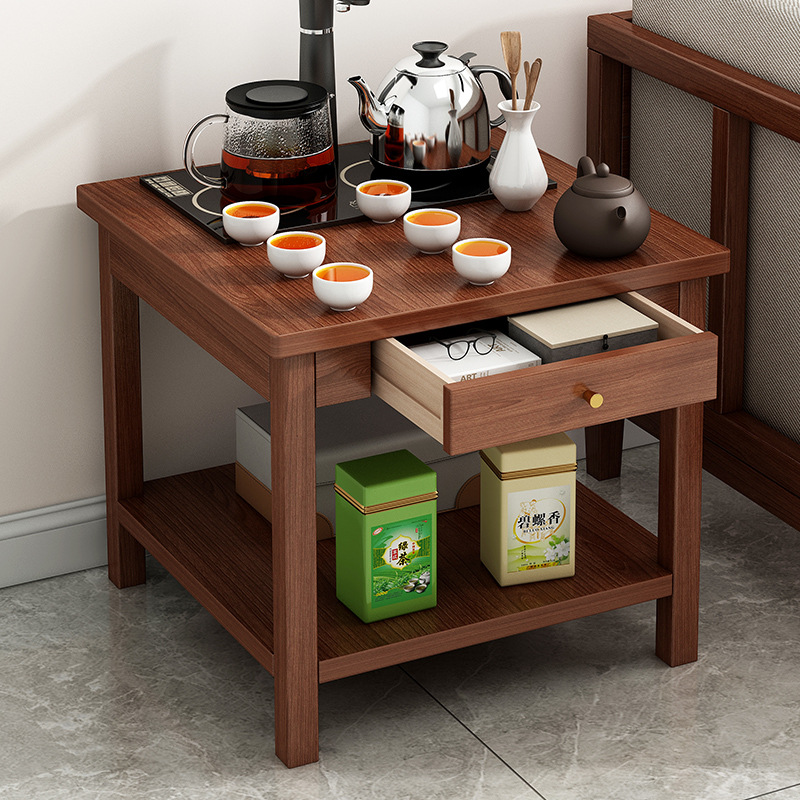 Tea table, small unit type, tea table with solid wood legs, small square table, living room, household small tea table, balcony, tea making small table