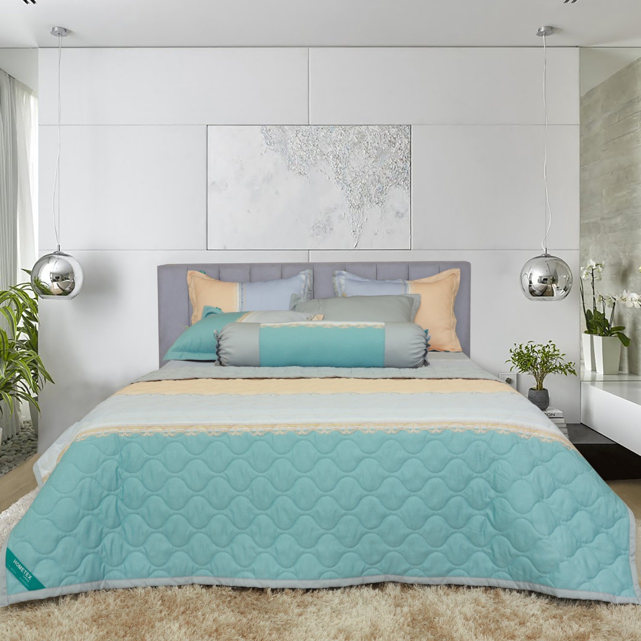 Bộ drap gối Hometex Tencel (160x200,180x200)