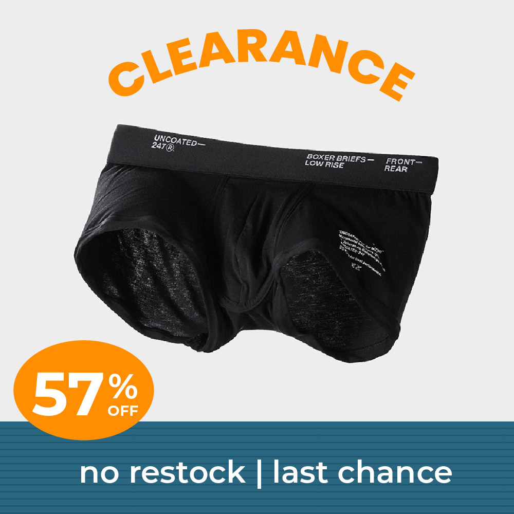 UNCOATED 247 Store) Boxer Briefs - Low Rise (Simple Black) men's