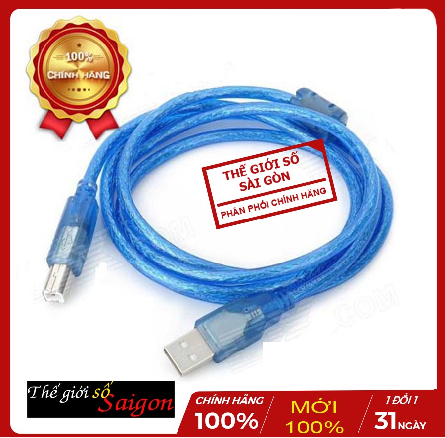 Dây usb máy in 10m chống nhiễu màu xanh