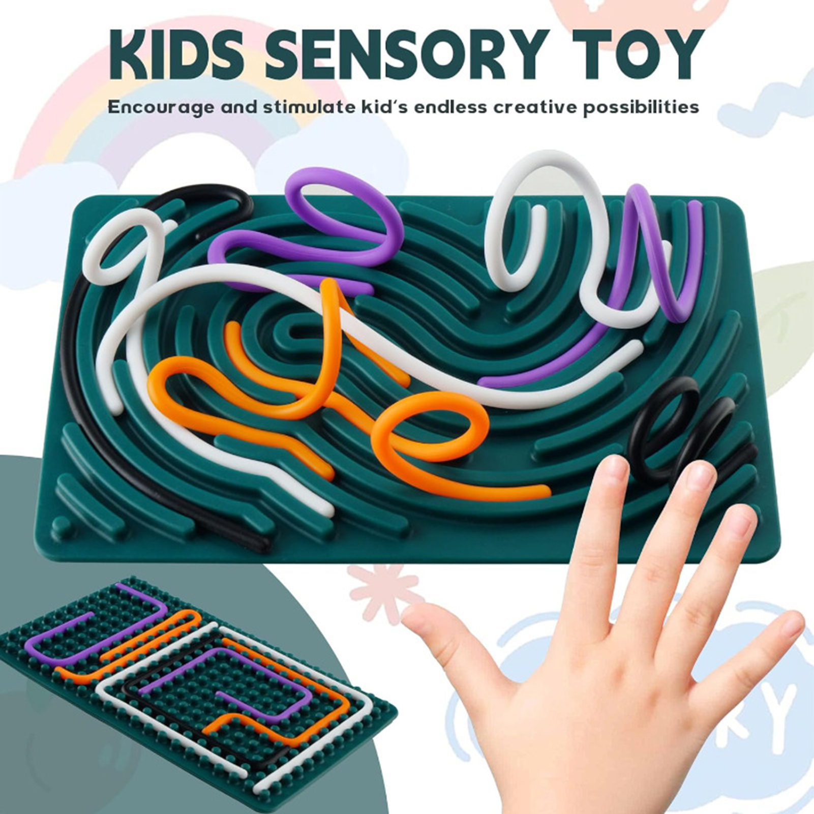 microgood Children Sensory Activity Board Silicone Sensory Activity Board Interactive Sensory Fidget Board Toy for Kids Educational Busy Board Game for Fine Motor Skills Development and Anxiety for Children
